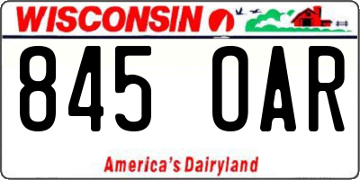WI license plate 845OAR