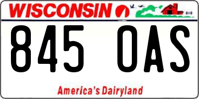WI license plate 845OAS
