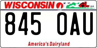 WI license plate 845OAU