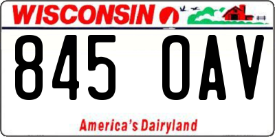 WI license plate 845OAV