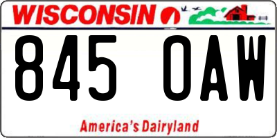 WI license plate 845OAW