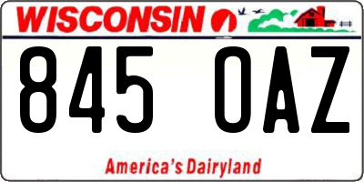 WI license plate 845OAZ