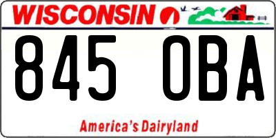 WI license plate 845OBA