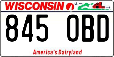 WI license plate 845OBD