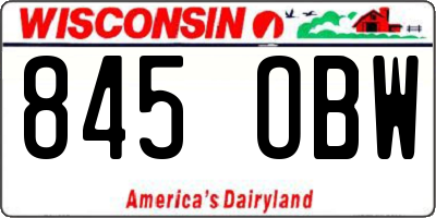 WI license plate 845OBW