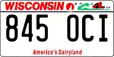 WI license plate 845OCI