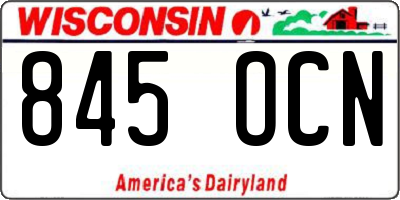 WI license plate 845OCN