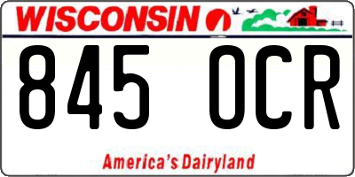 WI license plate 845OCR