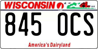 WI license plate 845OCS