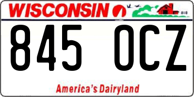 WI license plate 845OCZ