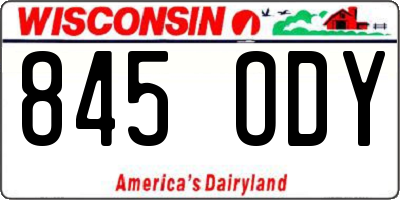 WI license plate 845ODY