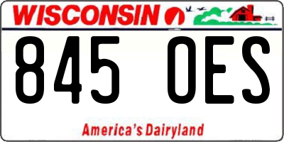 WI license plate 845OES