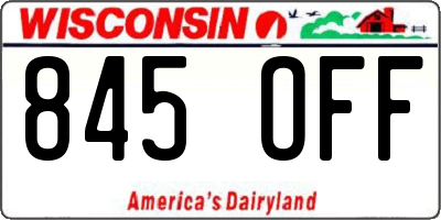WI license plate 845OFF
