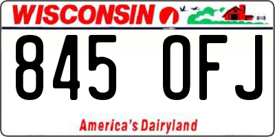 WI license plate 845OFJ