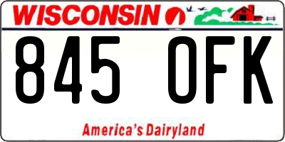 WI license plate 845OFK