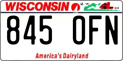 WI license plate 845OFN
