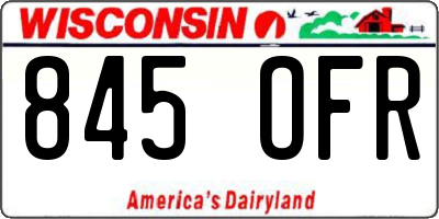 WI license plate 845OFR