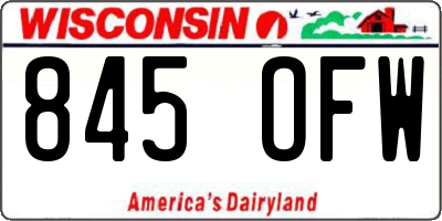 WI license plate 845OFW