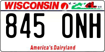WI license plate 845ONH