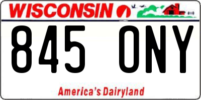 WI license plate 845ONY
