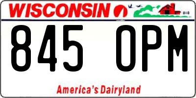 WI license plate 845OPM