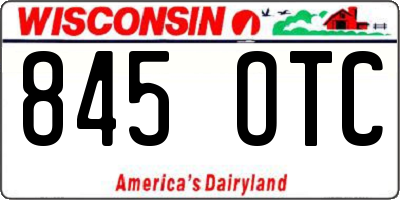 WI license plate 845OTC