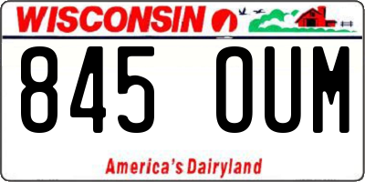 WI license plate 845OUM