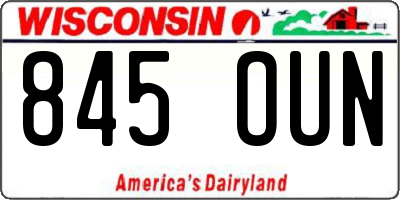 WI license plate 845OUN