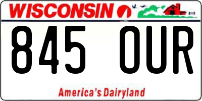 WI license plate 845OUR