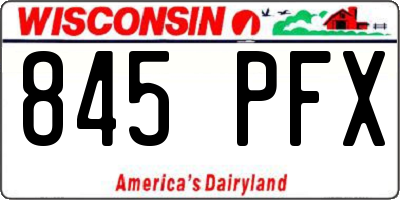 WI license plate 845PFX