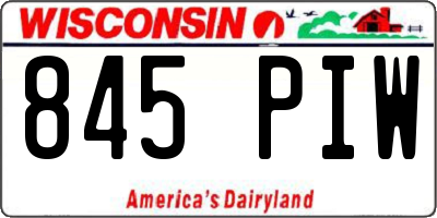 WI license plate 845PIW