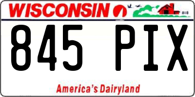 WI license plate 845PIX