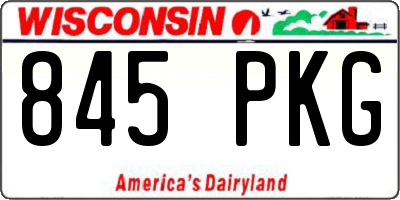 WI license plate 845PKG