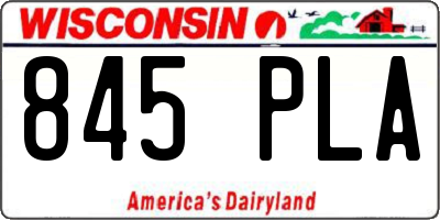 WI license plate 845PLA