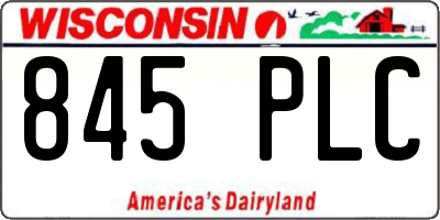 WI license plate 845PLC