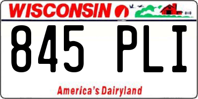 WI license plate 845PLI