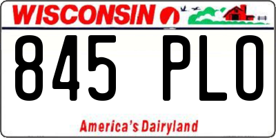 WI license plate 845PLO