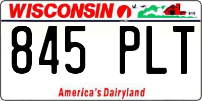 WI license plate 845PLT