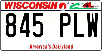 WI license plate 845PLW