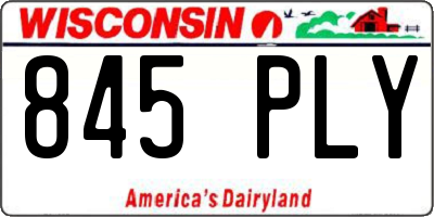 WI license plate 845PLY