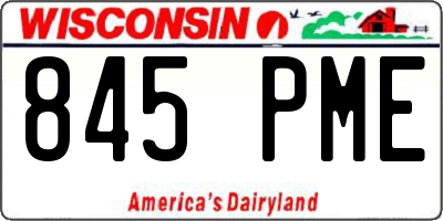 WI license plate 845PME