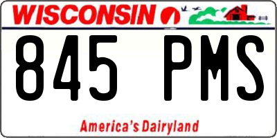 WI license plate 845PMS