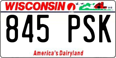 WI license plate 845PSK