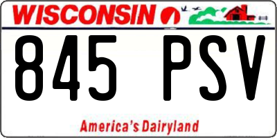 WI license plate 845PSV