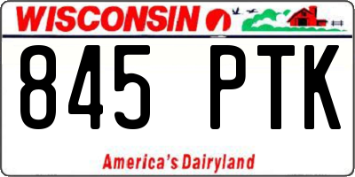 WI license plate 845PTK