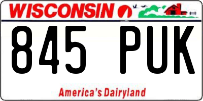 WI license plate 845PUK