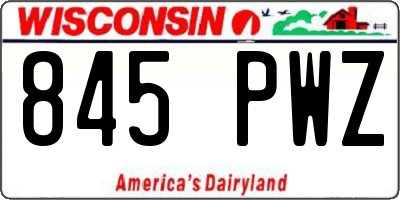 WI license plate 845PWZ