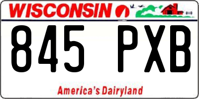 WI license plate 845PXB