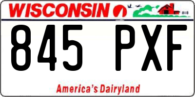 WI license plate 845PXF