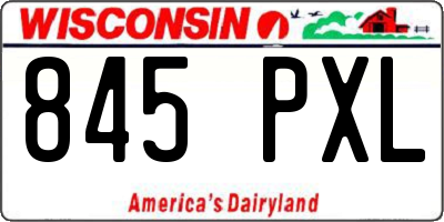 WI license plate 845PXL